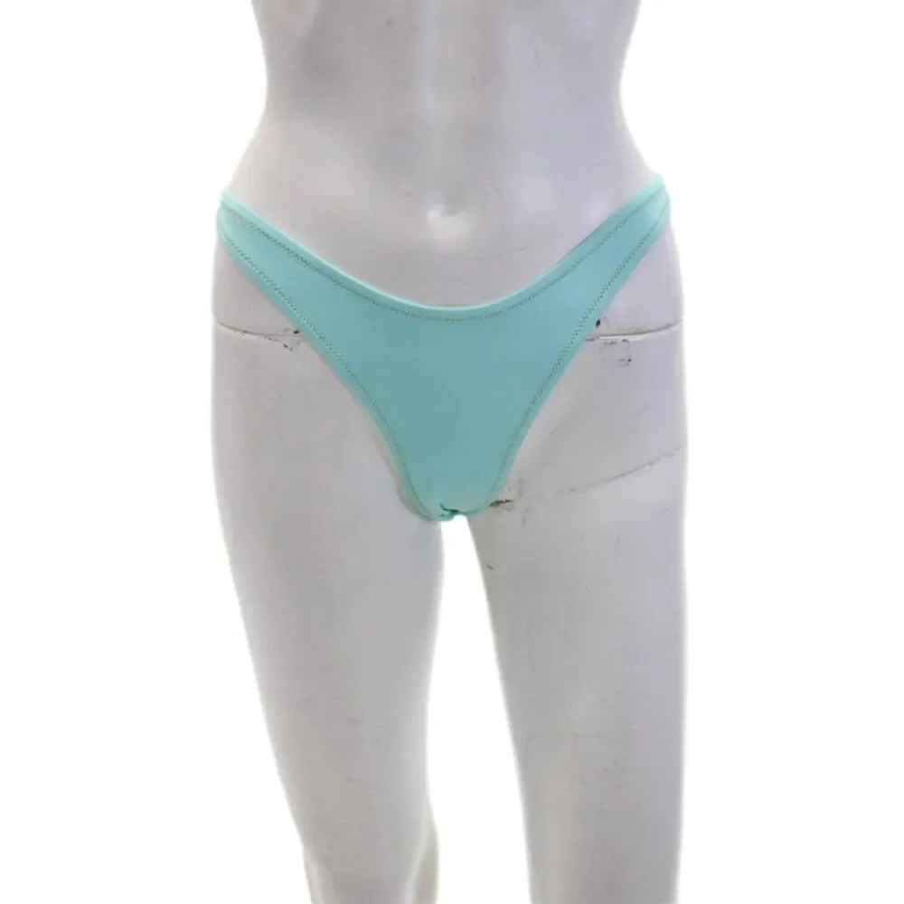Reina Olga Womens Swimwear Stretch Pull-On Cheeky Bikini Bottom Blue Size S